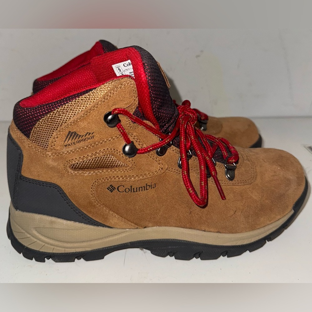 Columbia Red and Tan Waterproof Hiking Boots